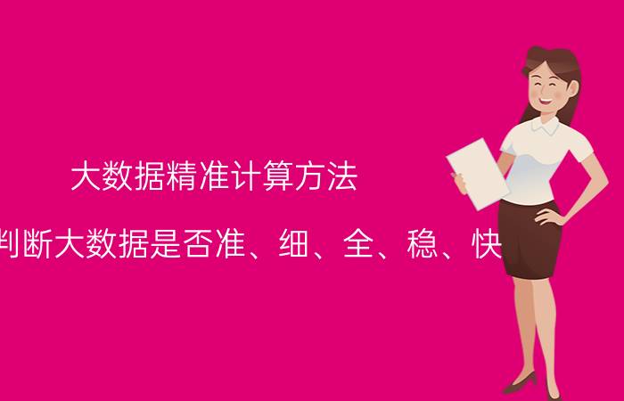 大数据精准计算方法 如何判断大数据是否准、细、全、稳、快？